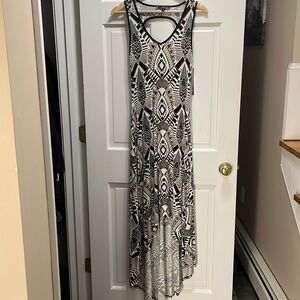 Snap high low printed dress open back